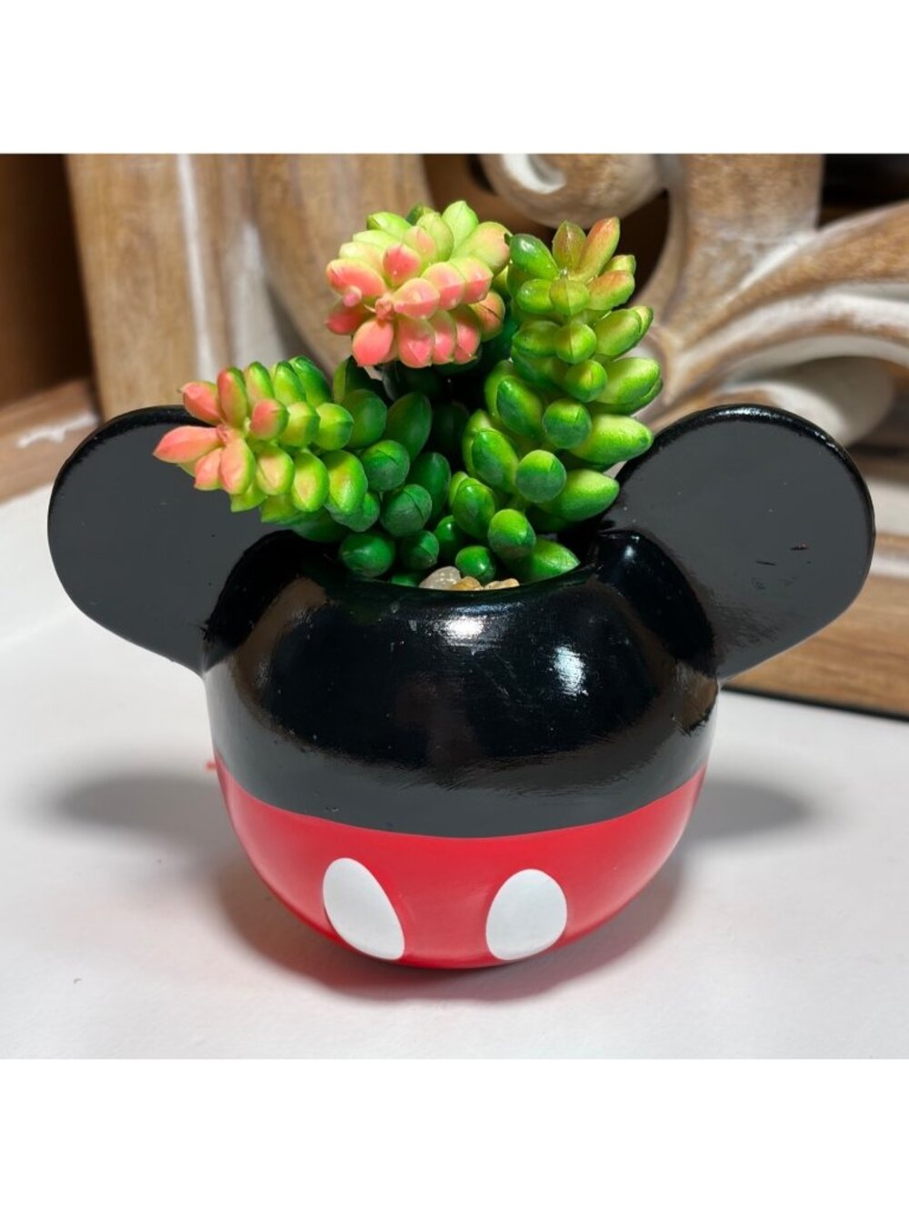 Mickey Mouse Succulent Planter With Faux Succulent U77